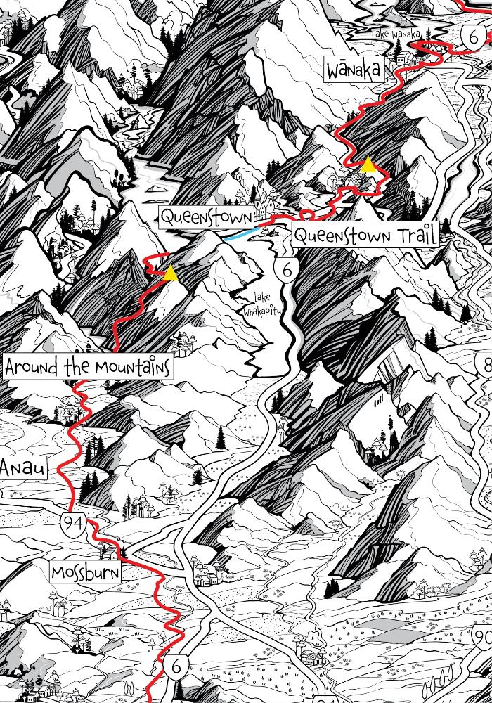 New Zealand Around The Mountains Cycle Trail Map Tour Aotearoa