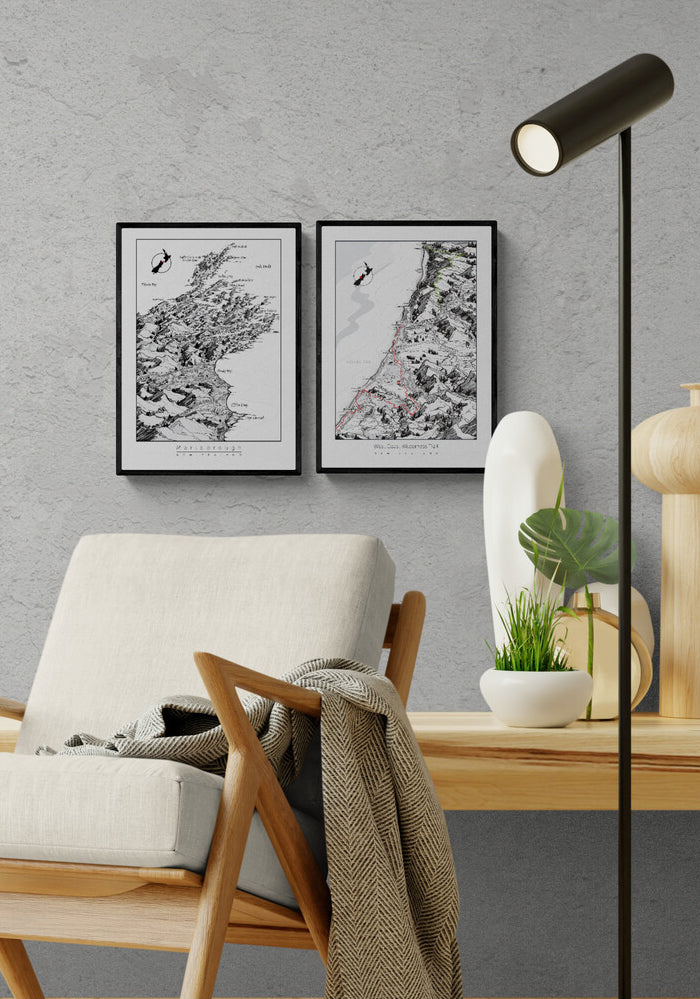 Marlborough Sounds in the South Island of New Zealand map artwork makes for great home decor