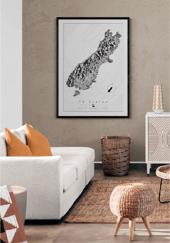 New Zealand map art is a great choice for any interior design or home décor. 