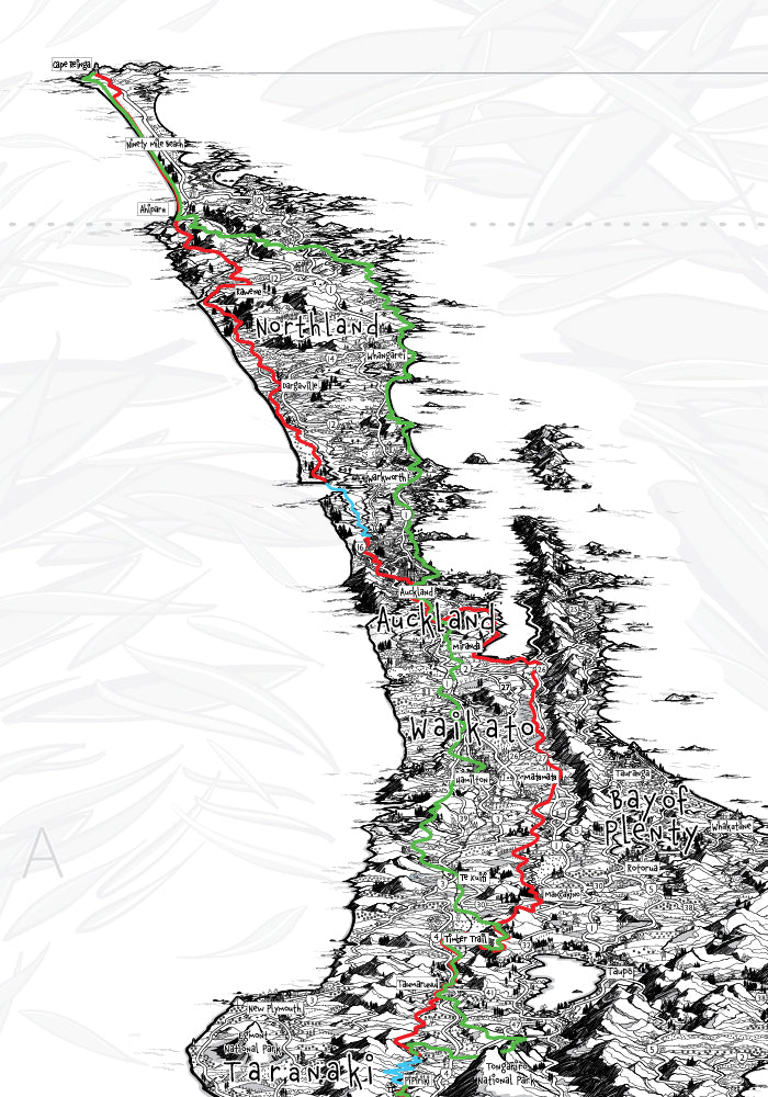 Cycle or hike the length of New Zealand on Tour Aotearoa Cycle Trail or Te Araroa Hiking Trail from Cape Reinga in the North Island to Bluff in the South Island. 