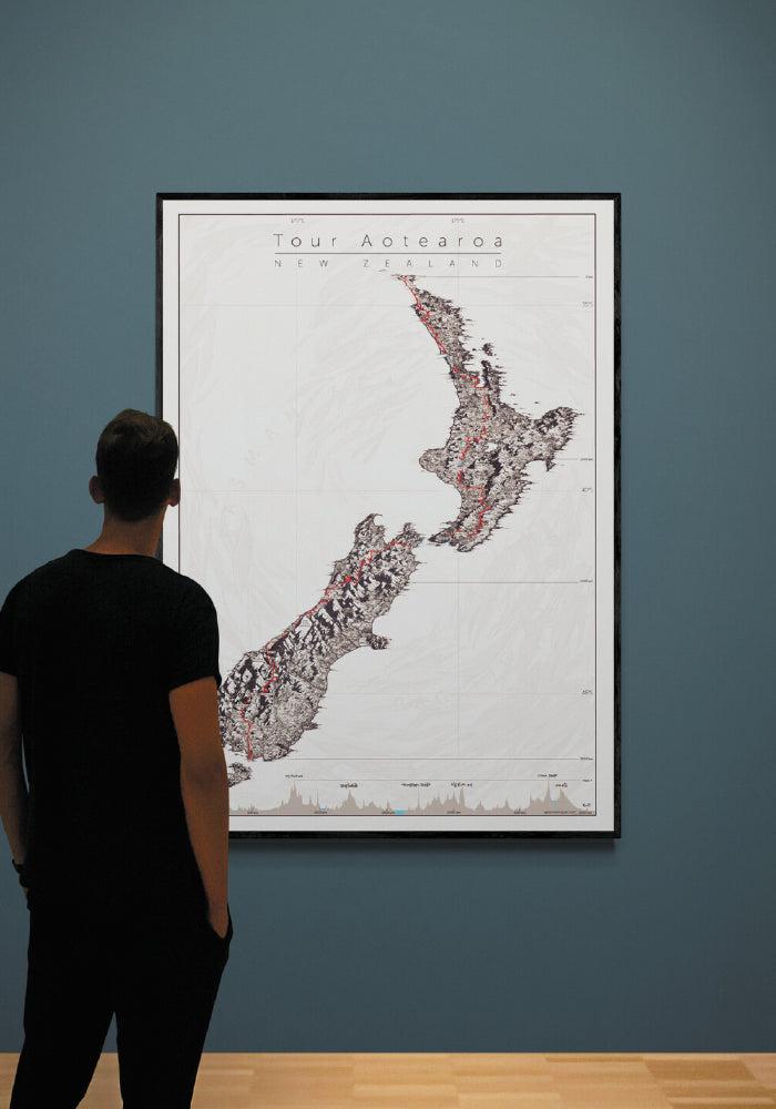 This map is Tour Aotearoa. One of the world's great bikepacking trips: stretching 3,000 km from Cape Reinga to Bluff.